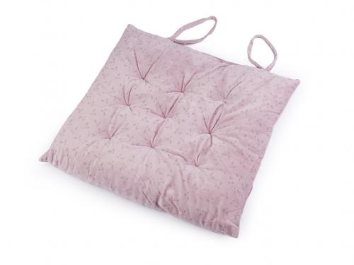 Sametový podsedák na židli 40x40 cm, barva 6 pudrová potisk
