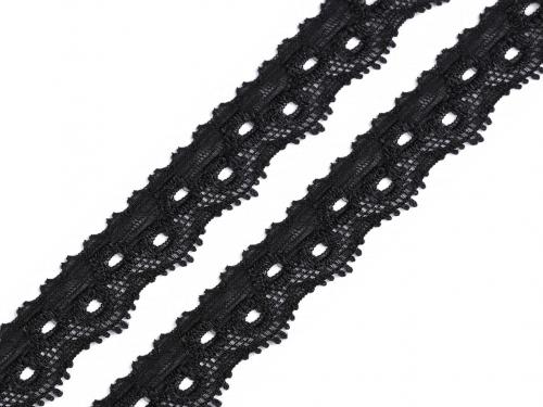 Elastická krajka šíře 12 mm, barva 2 černá