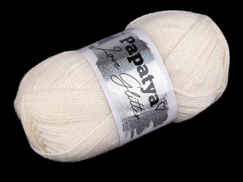 Pletací příze Papatya Love Glitter 100 g, barva 2 (1200) krémová světlá AB