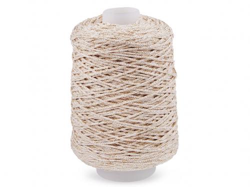 Pletací příze Chic s lurexem, macrame 300 g, barva 3 (2) režná světlá zlatá