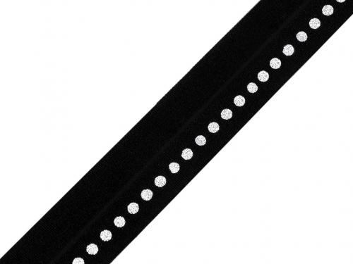 Lemovací pruženka půlená s metalickými puntíky šíře 22 mm, barva 2 černá stříbrná
