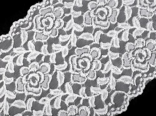 Elastická krajka / vsadka / běhoun šíře 16 cm, barva 18 bílá