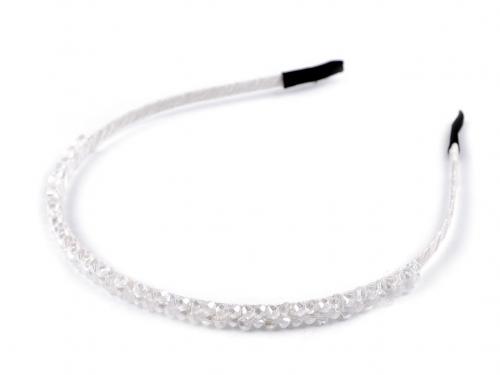 Čelenka do vlasů s broušenými korálky, barva 1 crystal