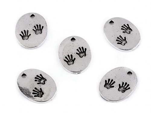 Přívěsek ruce 13x17 mm, barva platina