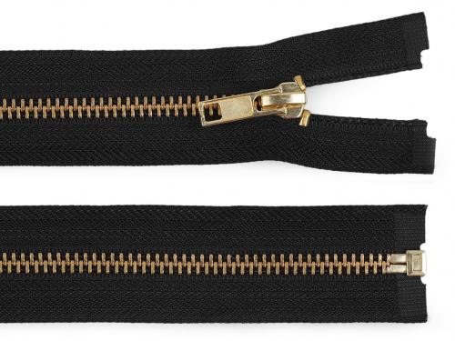 Kovový / mosazný zip šíře 6 mm délka 85 cm, barva 322 černá