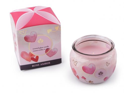 Vonná svíčka ve skle 90 g, barva 9 (Rose Amber) růžová
