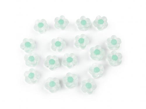Plastové korálky květ matný Ø13 mm, barva 6 zelená pastel sv