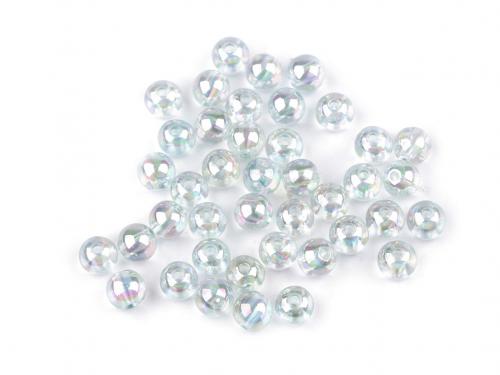 Plastové korálky duhové Ø8 mm, barva 1 transparent