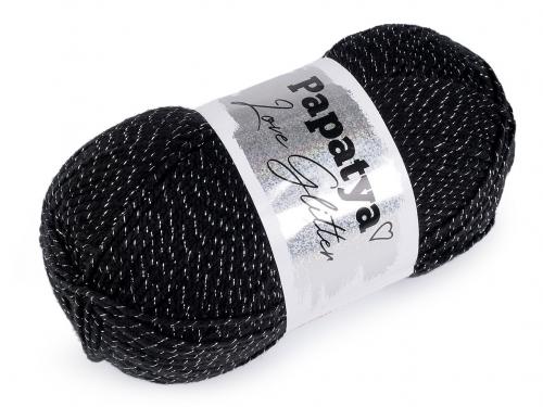 Pletací příze Papatya Love Glitter 100 g, barva 5 (2000) černá stříbrná