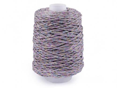 Pletací příze Chic s lurexem, macrame 300 g, barva 6 (24) šedá multikolor