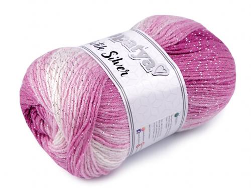 Pletací příze Papatya Batik Silver 100 g, barva 22 (04) fialovorůžová