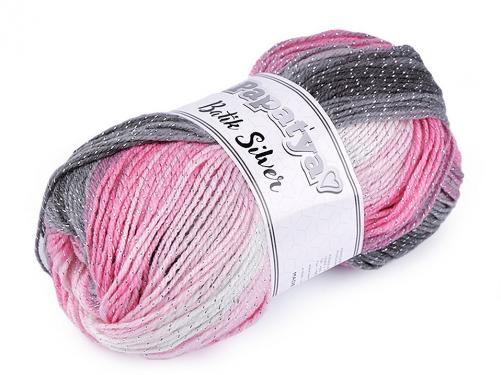 Pletací příze Papatya Batik Silver 100 g, barva 15 (21) růžová střední šedá