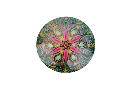 Skleněný kabošon mandala, strom života Ø25 mm, barva 2 růžová mandala