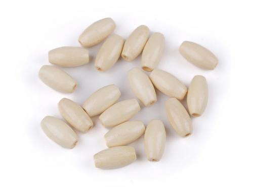 Dřevěné korálky olivy 7x15 mm, barva přírodní sv.