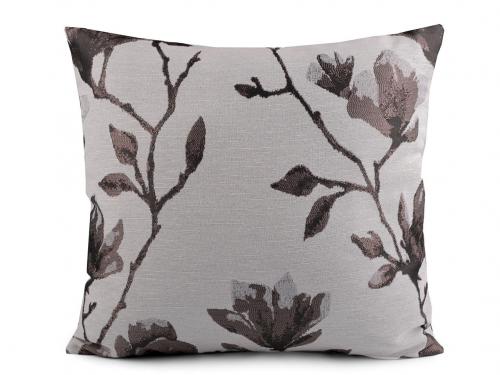 Povlak na polštář magnolie 45x45 cm, barva šedá světlá