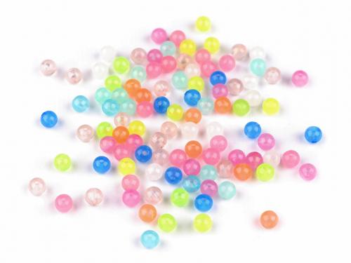 Plastové korálky svítící ve tmě Ø6 mm, barva mix