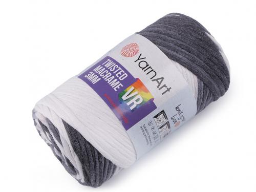 Pletací příze Twisted Macrame 250 g, barva 6 (910) šedá bílá