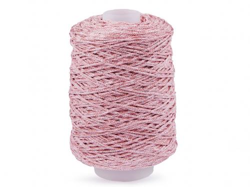 Pletací příze Chic s lurexem, macrame 300 g, barva 4 (26) pudrová stříbrná