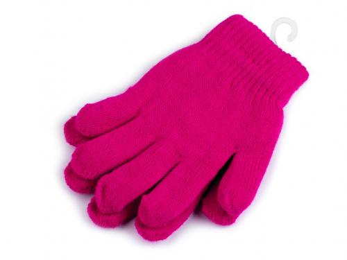Dětské pletené rukavice zateplené, barva 5 pink