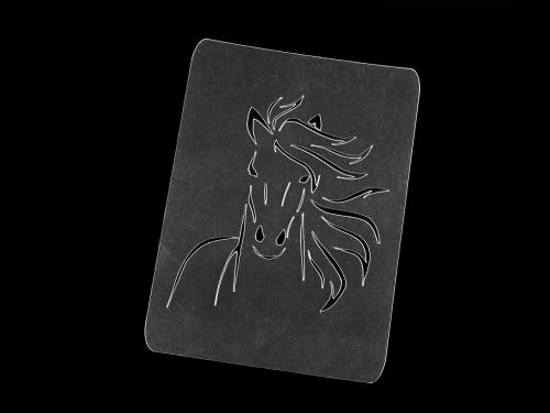 Plastová šablona k malování na textil 6,5x9 cm, barva 1 transparent kůň