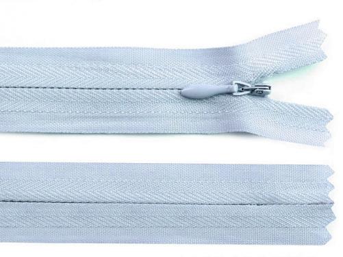 Zip skrytý nedělitelný 3 mm délka 60 cm, barva 183 modrá ledová