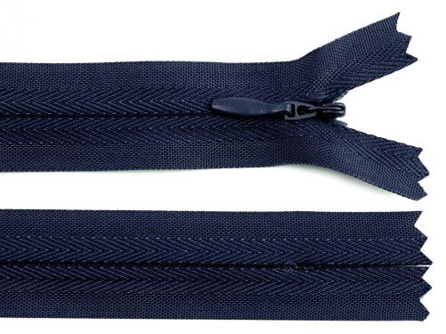Zip skrytý nedělitelný 3 mm délka 45 cm, barva 330 modrá tmavá