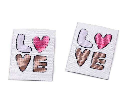 Nažehlovačka Love, barva 1 šedá nejsvětlější růžová