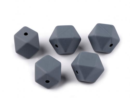 Silikonové korálky 14x14 mm, barva 4 šedá