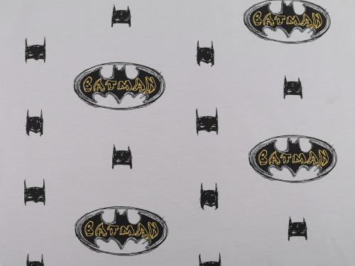 Bavlněný licenční úplet Batman metráž, barva šedá světlá