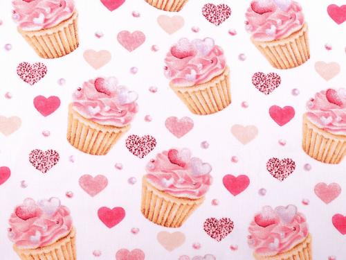 Bavlněná látka / plátno cupcake, barva (519) bílá