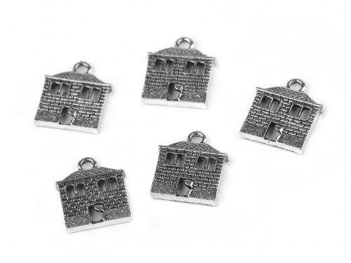 Přívěsek domeček 16x18 mm, barva platina