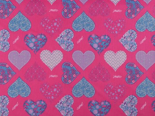 Kočárkovina 600D srdce s PVC úpravou, barva pink