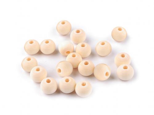 Dřevěné korálky nelakované Ø10 mm, barva přírodní sv.