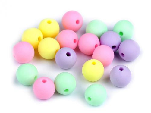 Plastové korálky matné Ø10 mm, barva mix č. 3