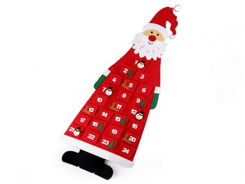 Adventní kalendář Santa, barva červená