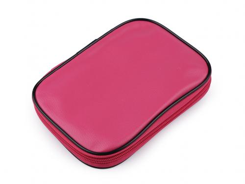 Sada kovových háčků a pomůcek na háčkování v pouzdře, barva pink