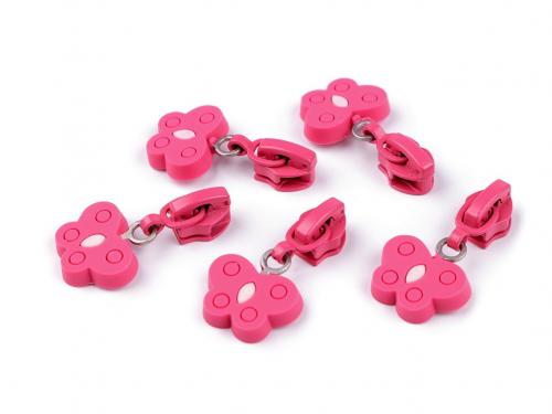 Jezdec ke spirálovým zipům 6 mm motýl, barva 2 pink