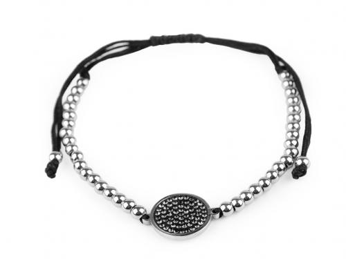 Náramek shamballa z nerezové oceli, barva 5 antracit