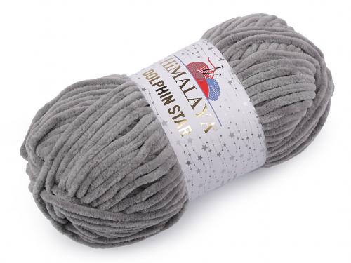 Pletací žinylková příze s lurexovým vláknem Dolphin Star 100 g, barva 9 (92120) šedá