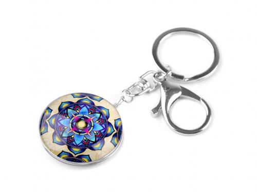 Přívěsek na klíče / kabelku strom života, mandala, barva 13 krémová světlá mandala