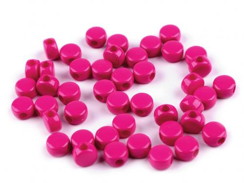 Plastové korálky placky Ø9 mm, barva 4 pink