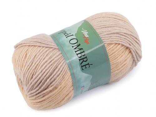 Pletací příze Nepál ombré 100 g, barva 1 (7401) béžová světlá