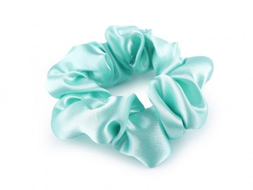 Saténová scrunchie gumička do vlasů, barva 181 mint