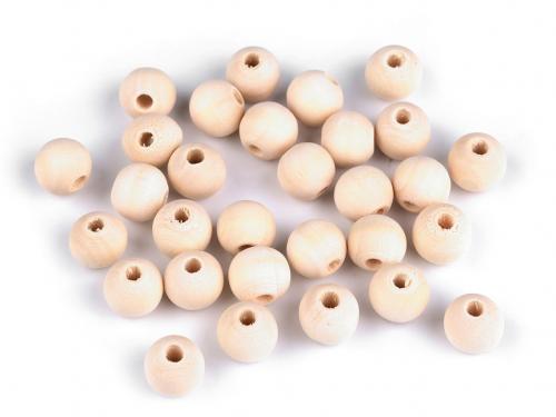 Dřevěné korálky nelakované Ø12 mm, barva přírodní sv.