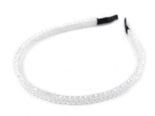 Čelenka do vlasů s broušenými korálky, barva 1 crystal