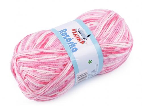 Pletací příze Rozárka samovzorovací 100 g, barva 1 (45) růžová