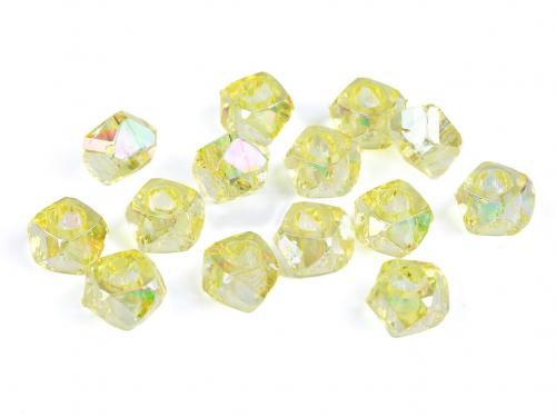 Plastové korálky s velkým průvlekem diamant s AB efektem 8x13 mm, barva 2 žlutá