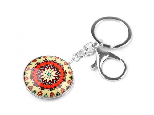Přívěsek na klíče / kabelku strom života, mandala, barva 14 béžová nejsv. mandala