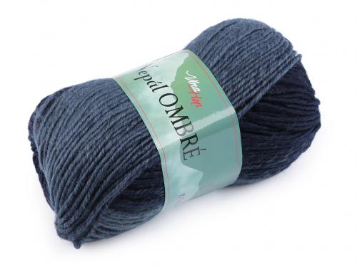 Pletací příze Nepál ombré 100 g, barva 6 (7408) modrá tmavá