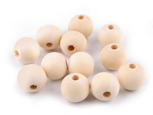 Dřevěné korálky nelakované Ø20 mm, barva přírodní sv.